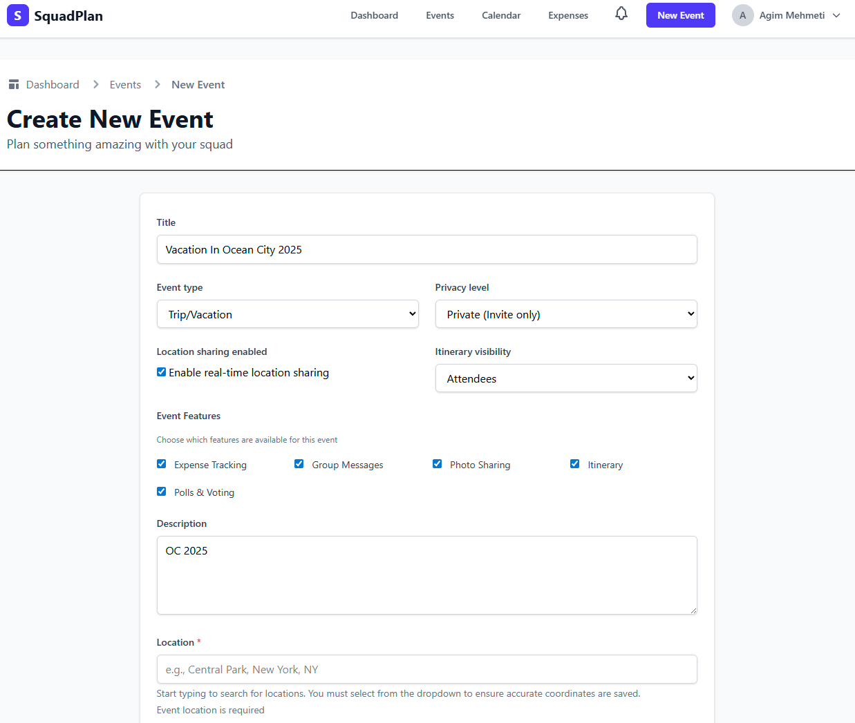 Create Event